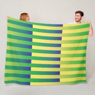 Green Yellow Blue Striped Pattern Fleece Blanket