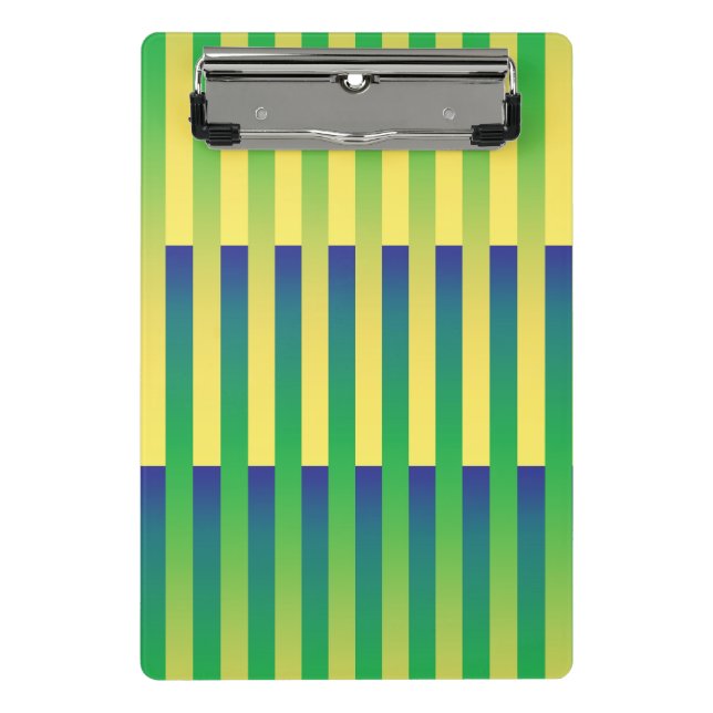 Green Yellow Blue Striped Pattern Mini Clipboard (Front)