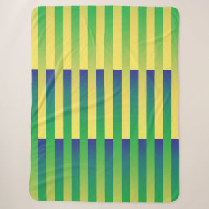 Green Yellow Blue Striped Pattern Sherpa Blanket