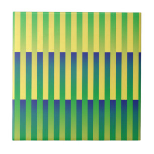 Green Yellow Blue Striped Pattern Tile