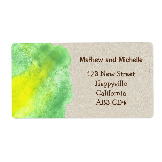 Green Yellow Blue Watercolor Address Label (Front)