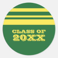Green/Yellow Bold Stripes Graduation Stickers