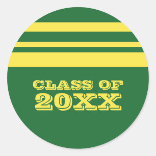 Green/Yellow Bold Stripes Graduation Stickers