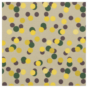 Green, yellow, brown and beige polka dots fabric