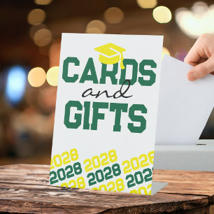 Green & Yellow Cards & Gifts Graduation Table Pedestal Sign