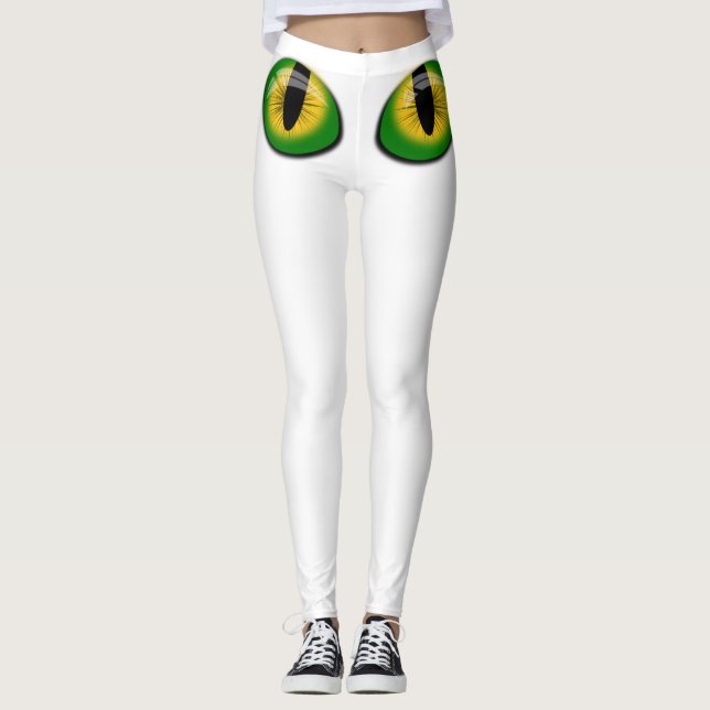 Green Yellow Cat Eyes Leggings (Front)