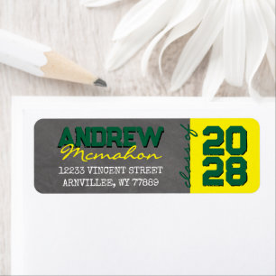 Green Yellow Chalkboard Graduation Return Address