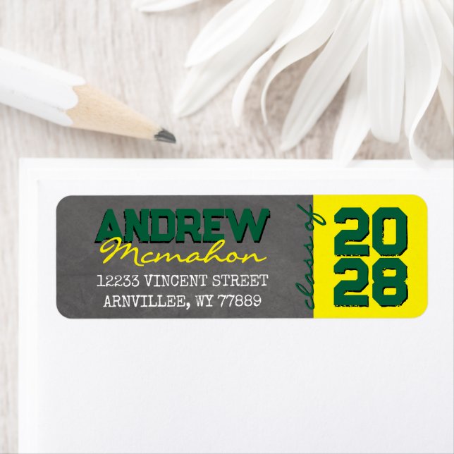 Green Yellow Chalkboard Graduation Return Address (Insitu)