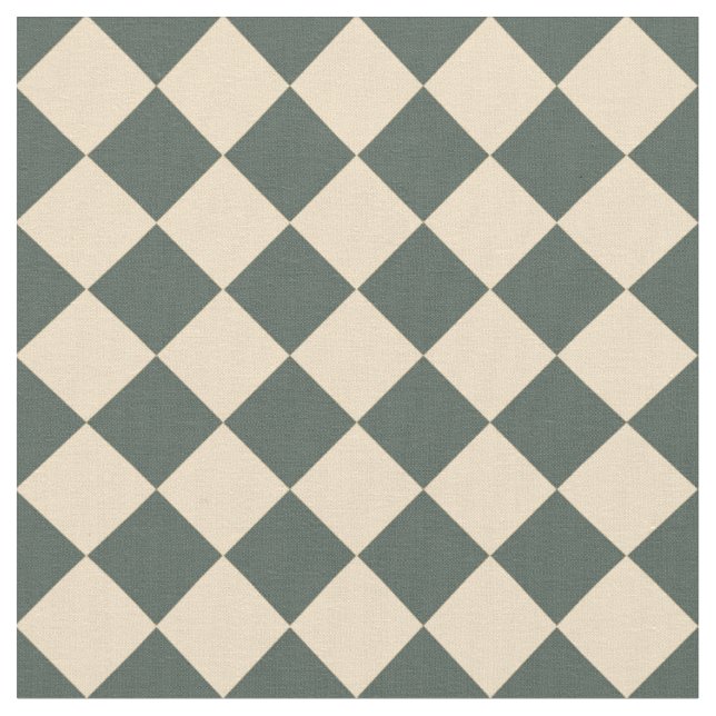Green Yellow Chequered Diamond Pattern Fabric (Close Up)