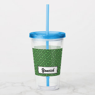 Green & Yellow Chequered Tubes by Kenneth Yoncich Acrylic Tumbler