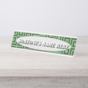 Green & Yellow Chequered Tubes by Kenneth Yoncich Desk Name Plate