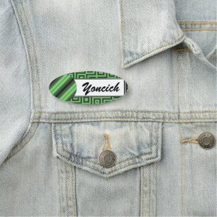 Green & Yellow Chequered Tubes by Kenneth Yoncich Name Tag