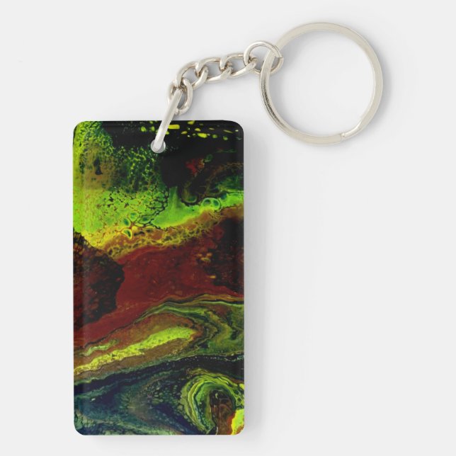 Green, yellow color, happy birthday key ring (Back)