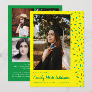 Green Yellow Confetti Graduation Announcement
