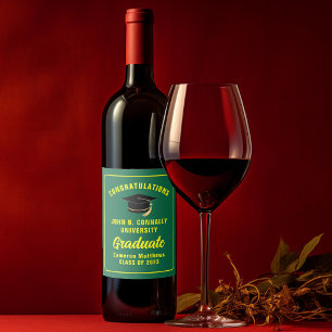 Green Yellow Congratulations Graduation Party Wine Label