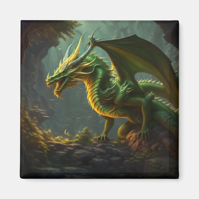 Green & Yellow Dragon Magnet (Front)