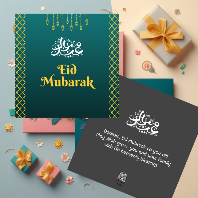 Green Yellow Eid Mubarak Card. Holiday Card (Creator Uploaded)