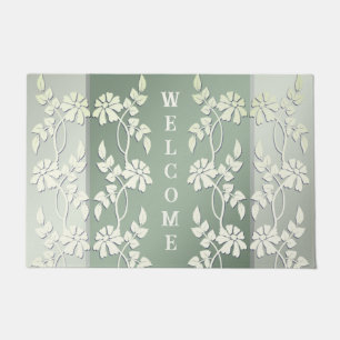 Green Yellow Floral Doormat