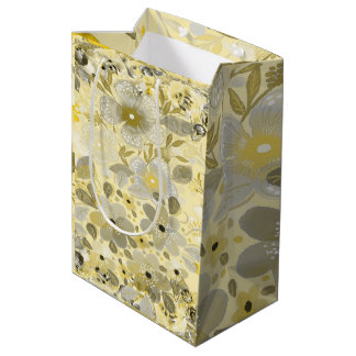 Green & Yellow Floral Pattern Medium Gift Bag