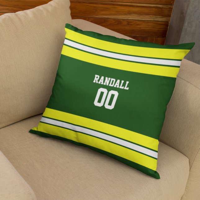 Green & Yellow Football Team Personalised Cushion (Creator Uploaded)