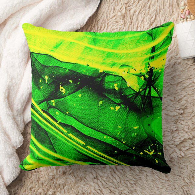 Green Yellow fractal abstract art  Cushion (Blanket)