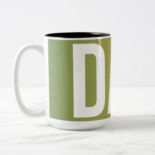 Green yellow gradient word dad father's day Two-Tone coffee mug (Left)
