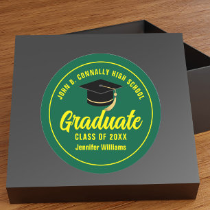 Green Yellow Graduate Custom 2025 Graduation Party Classic Round Sticker