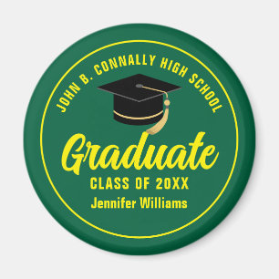 Green Yellow Graduate Custom Graduation Magnet
