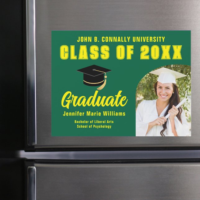Green Yellow Graduate Photo Graduation Magnet Card (Creator Uploaded)