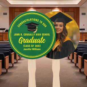 Green Yellow Graduate Photo Graduation Party Hand Fan
