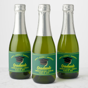 Green Yellow Graduation Party Custom Graduate Sparkling Wine Label
