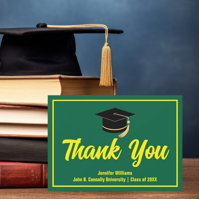 Green Yellow Graduation Personalised Graduate Thank You Card (Creator Uploaded)