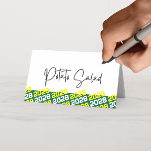 Green & Yellow Graduation Year Folding Food or Place Card
