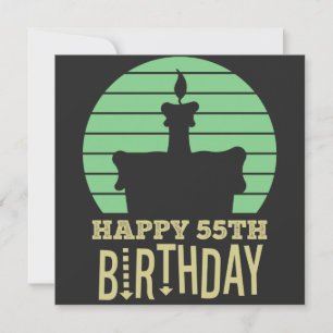 green yellow happy 55th birthday quote invitation