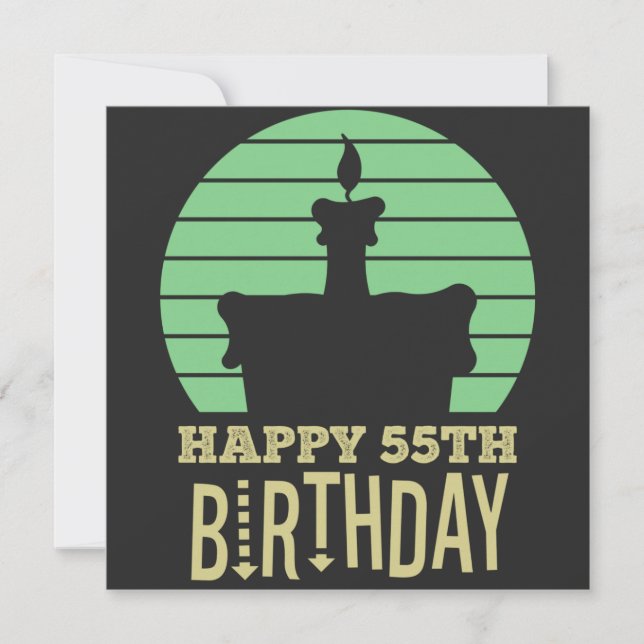 green yellow happy 55th birthday quote save the date (Front)