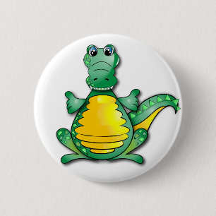 Green yellow happy Crocodile 6 Cm Round Badge