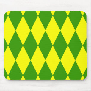 Green Yellow Harlequin Checkered Design Mouse Pad