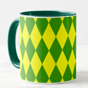 Green Yellow Harlequin Checkered Design Mug