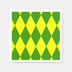Green Yellow Harlequin Checkered Design  Napkin