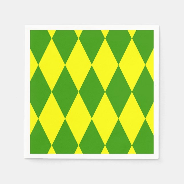 Green Yellow Harlequin Checkered Design  Napkin (Front)