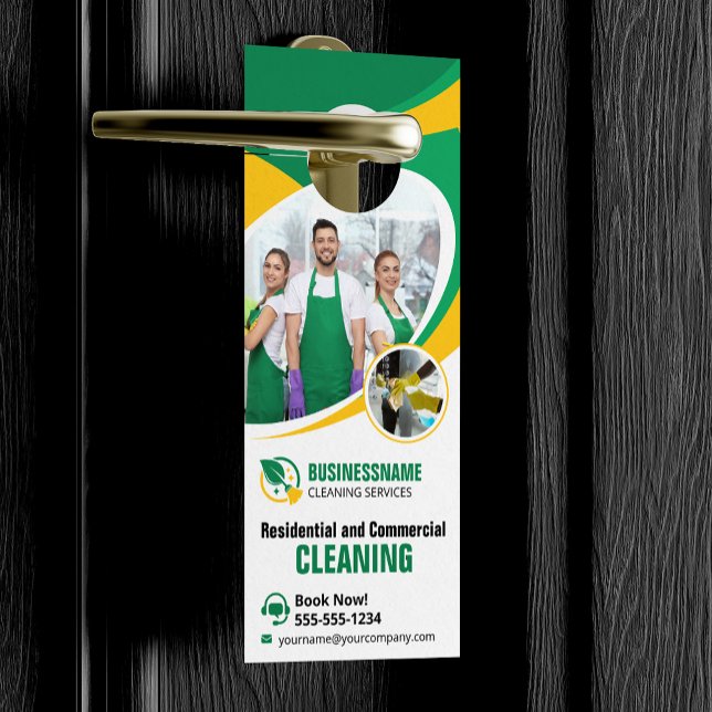 Green Yellow House Cleaning Housekeeping Maid  Door Hanger (Creator Uploaded)