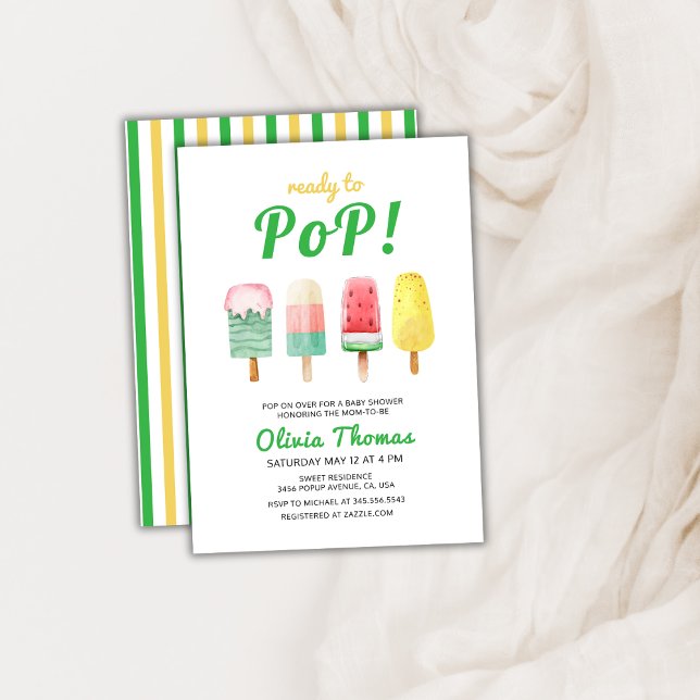 Green Yellow Ice Cream Ready To Pop Baby Shower Invitation (Green Yellow Ice Cream Ready To Pop Baby Shower Invitation)