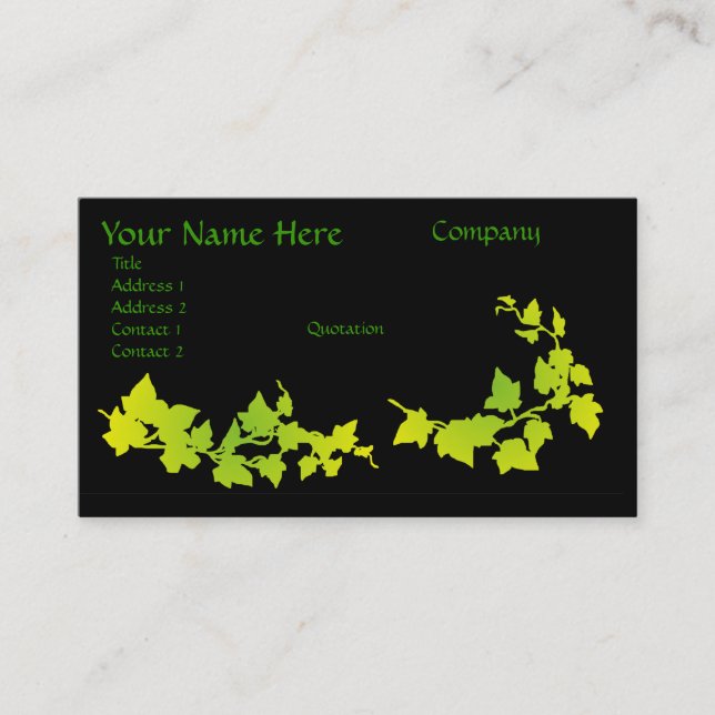 Green & Yellow Ivy Business Cards (Front)