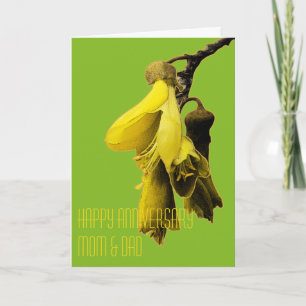 GREEN YELLOW KOWHAI FLOWER KIWI CUSTOM GREETINGS CARD