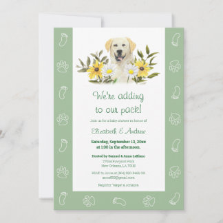 Green Yellow Labrador Dog Baby Shower Invitation