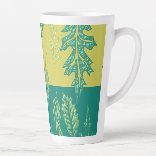 Green & Yellow Leaf  Latte Mug (Right)
