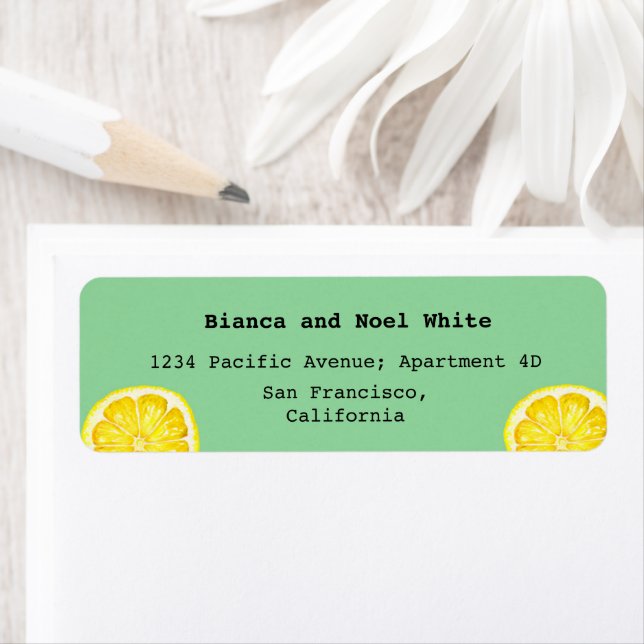 Green Yellow Lemon Return Address Labels (Insitu)