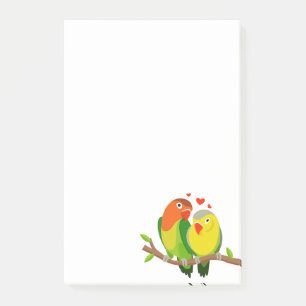 Green Yellow Lovebirds Love, Wedding, Engagement Post-it Notes