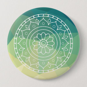 Green Yellow Mandala Inspiration Harmony Flower 10 Cm Round Badge