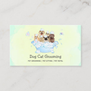 Green Yellow Mobile Dog Wash Van Business Card